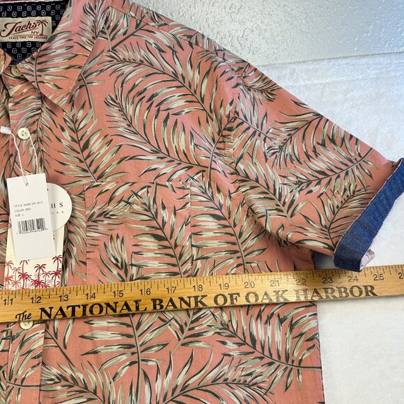 Jachs NY Mens Short Sleeve Button-Down Shirt Leaf Print Sz L Breeze Easy Wear - Picture 8 of 14